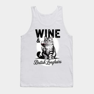 Wine and British Longhair cat, longhairs kitten sketch lover Tank Top